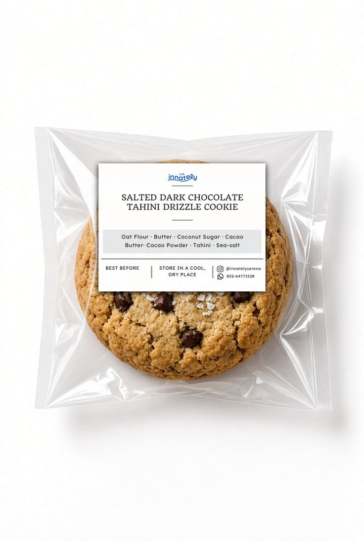 Salted Dark Chocolate Tahini Drizzle Cookie